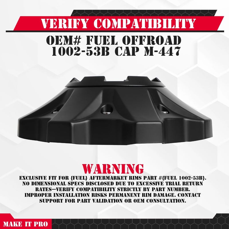 KitsPro Wheel Center Caps for Fuel Offroad Rim 1002-53B Logo Cap M-447 Replacement Hub Cap, Pack of 1 - Image 3